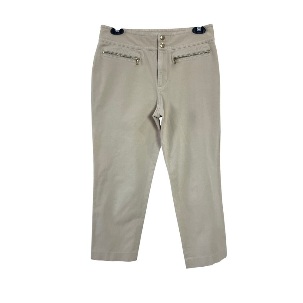 Ralph‎ Lauren Khaki Mid Rise Cropped Ankle Pants Size 4 Y2K Capris Preppy Causal